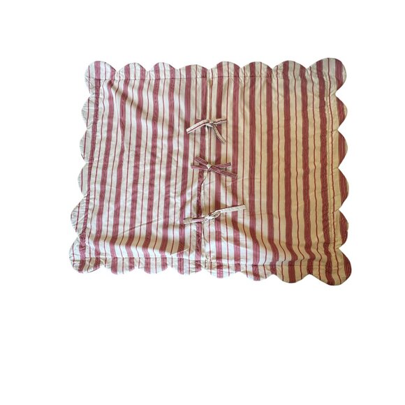 The Company Store VTG Quilted Pillow Shams BRG Floral & Stripes Scallop Edges - Picture 5 of 9